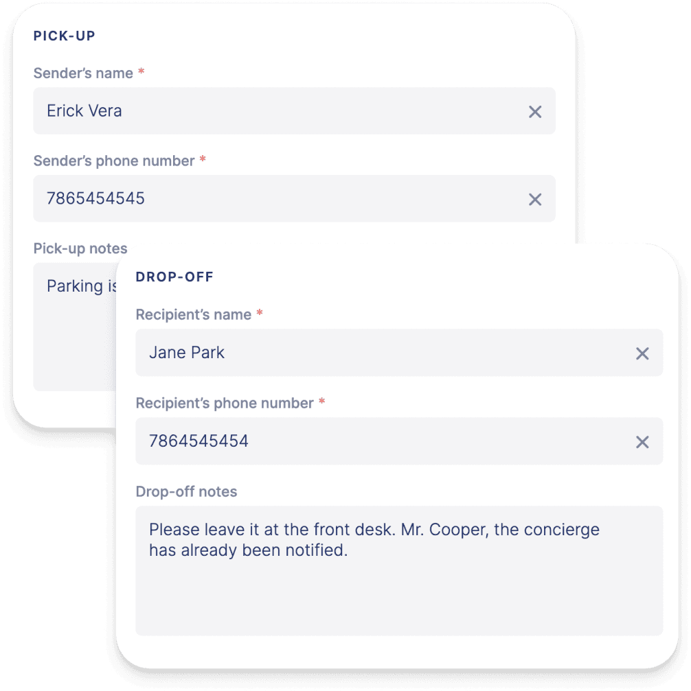 A mockup of the Airpals platform showing the shipping user interface