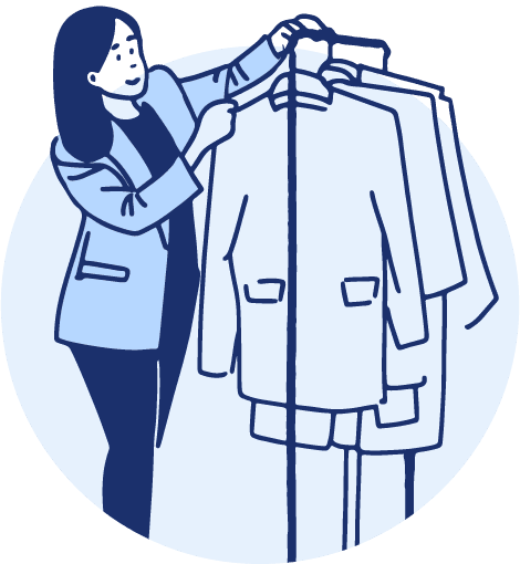 Stylist with a garment rack