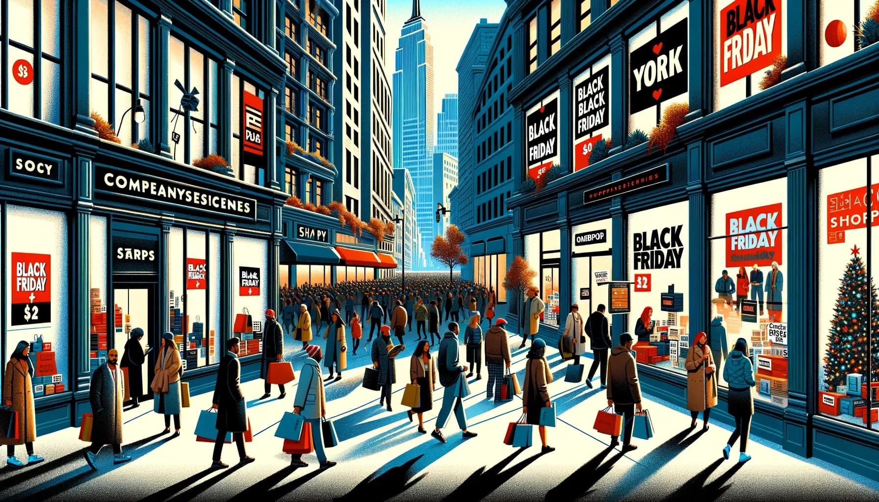 Illustration of NYC during Black Friday