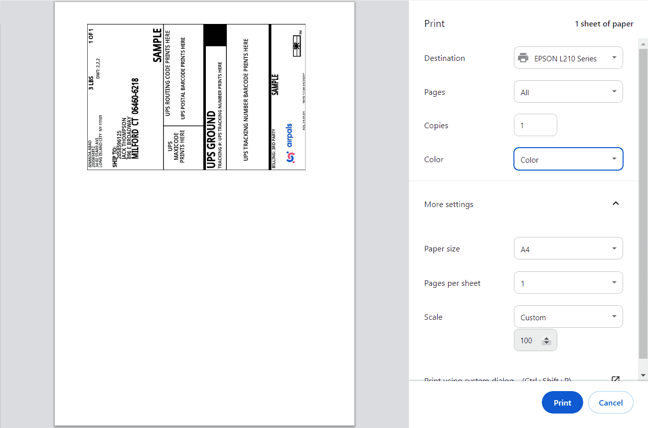 How to print a shipping label