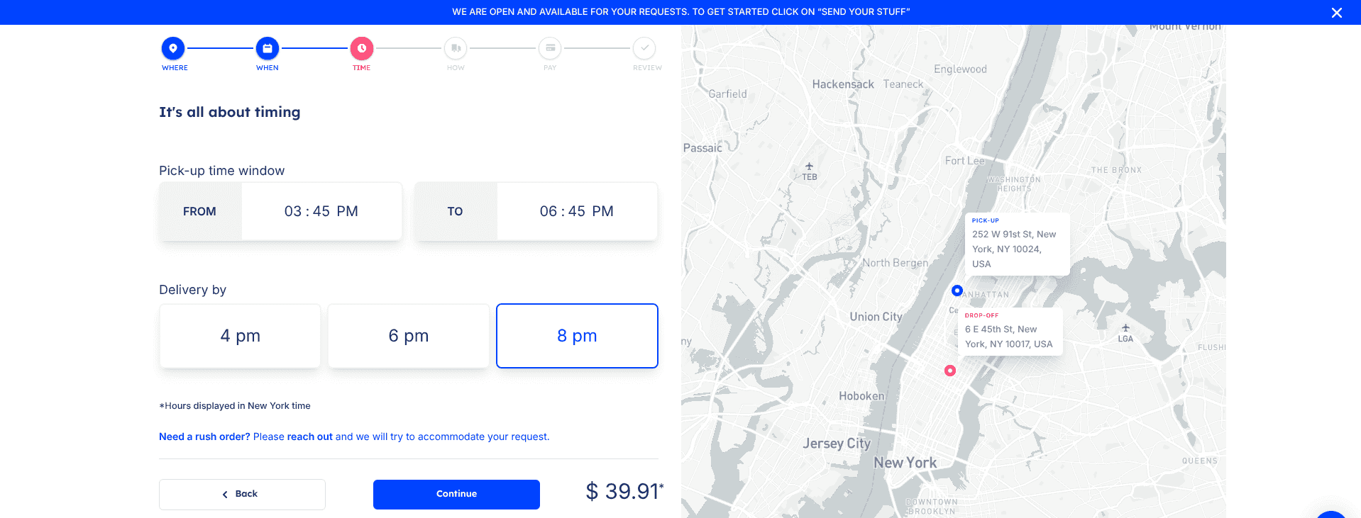 timing step nyc landing page
